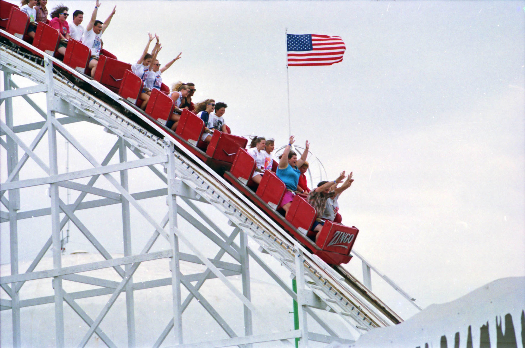 Amusement park with a really cool roller coaster